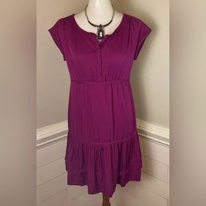 GAP Tiered Short Sleeve Fushia Dress